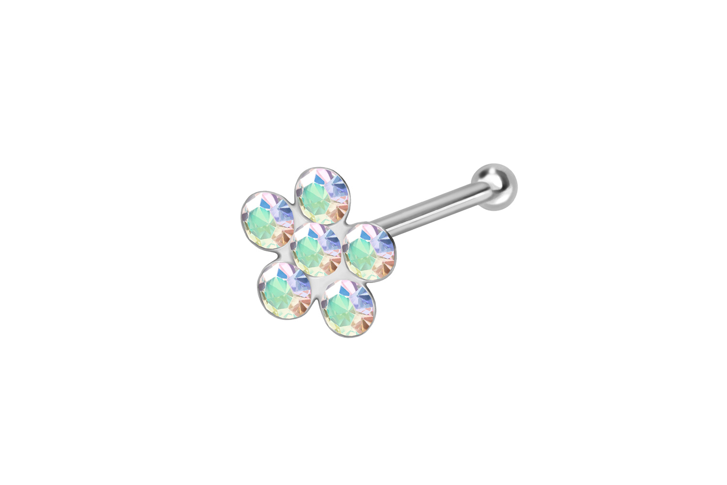 925er Silber Nasenstecker Nasenpiercing Pin KRISTALLBLUME